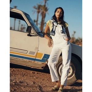 Madewell Straight Leg Denim Overalls in Tile White Sz Medium Casual Relaxed Fit